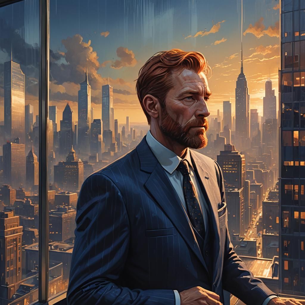 Stewart Billings Overlooking City at Night as Digital Art