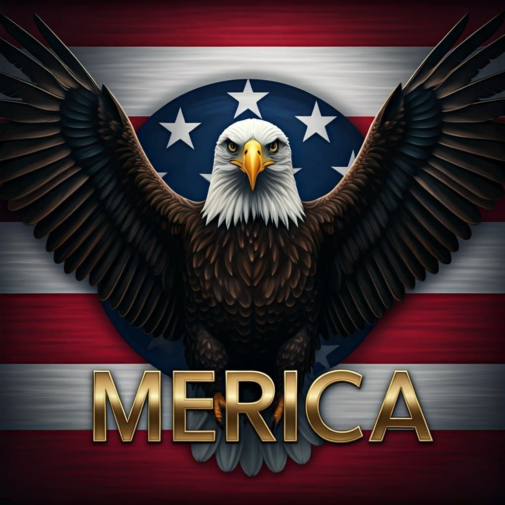 Patriotic Eagle with Stars in Hyperrealistic Style