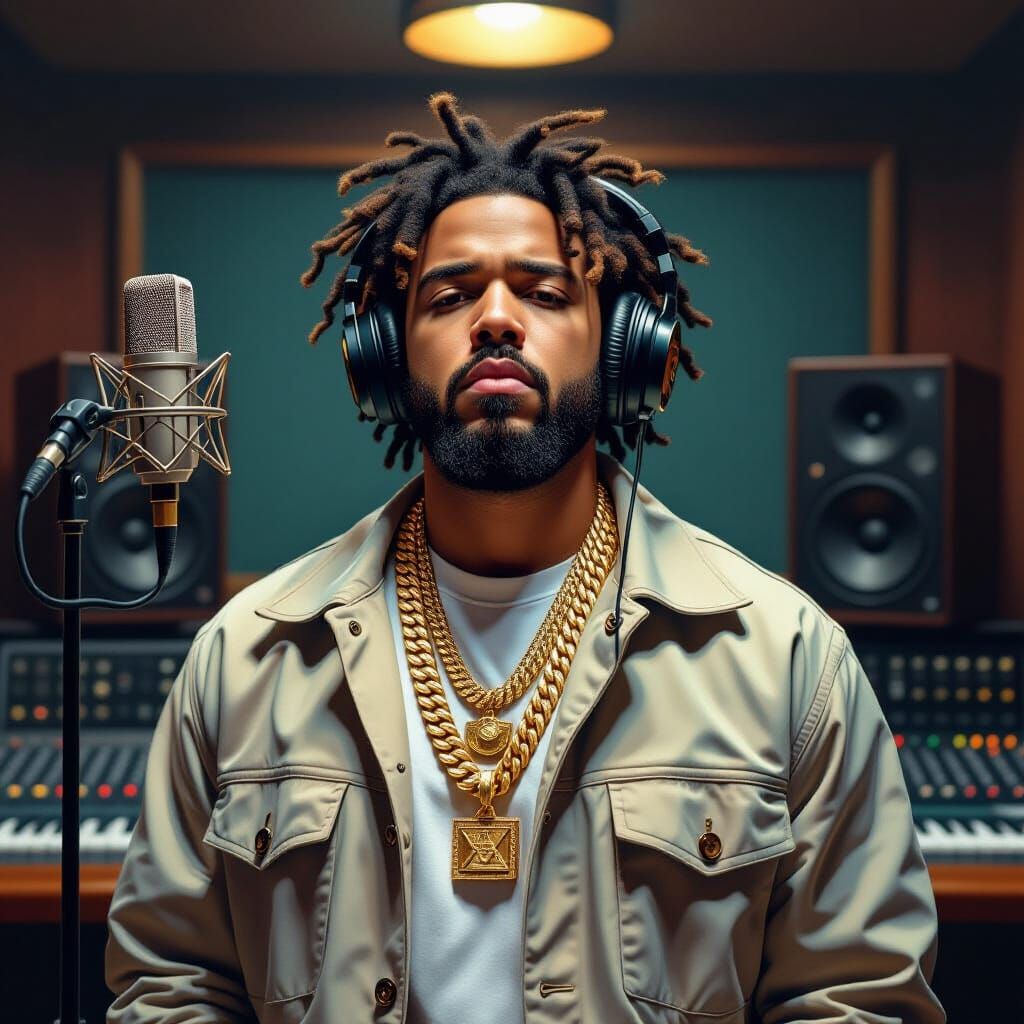 J. Cole in Recording Studio: A Contemporary Portrait