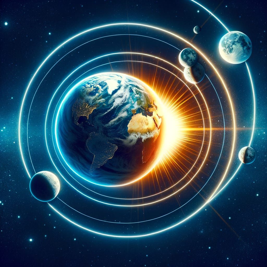 Earth and Moon Orbiting the Sun Animation