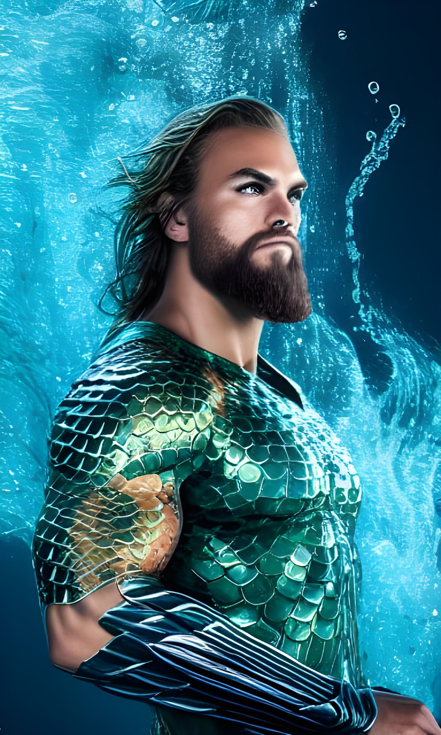 Aquaman Portrait in Hyperdetailed Water Art