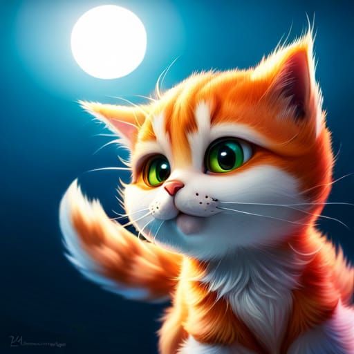 Cute Fluffy Cat Portrait in 3D Animation Style