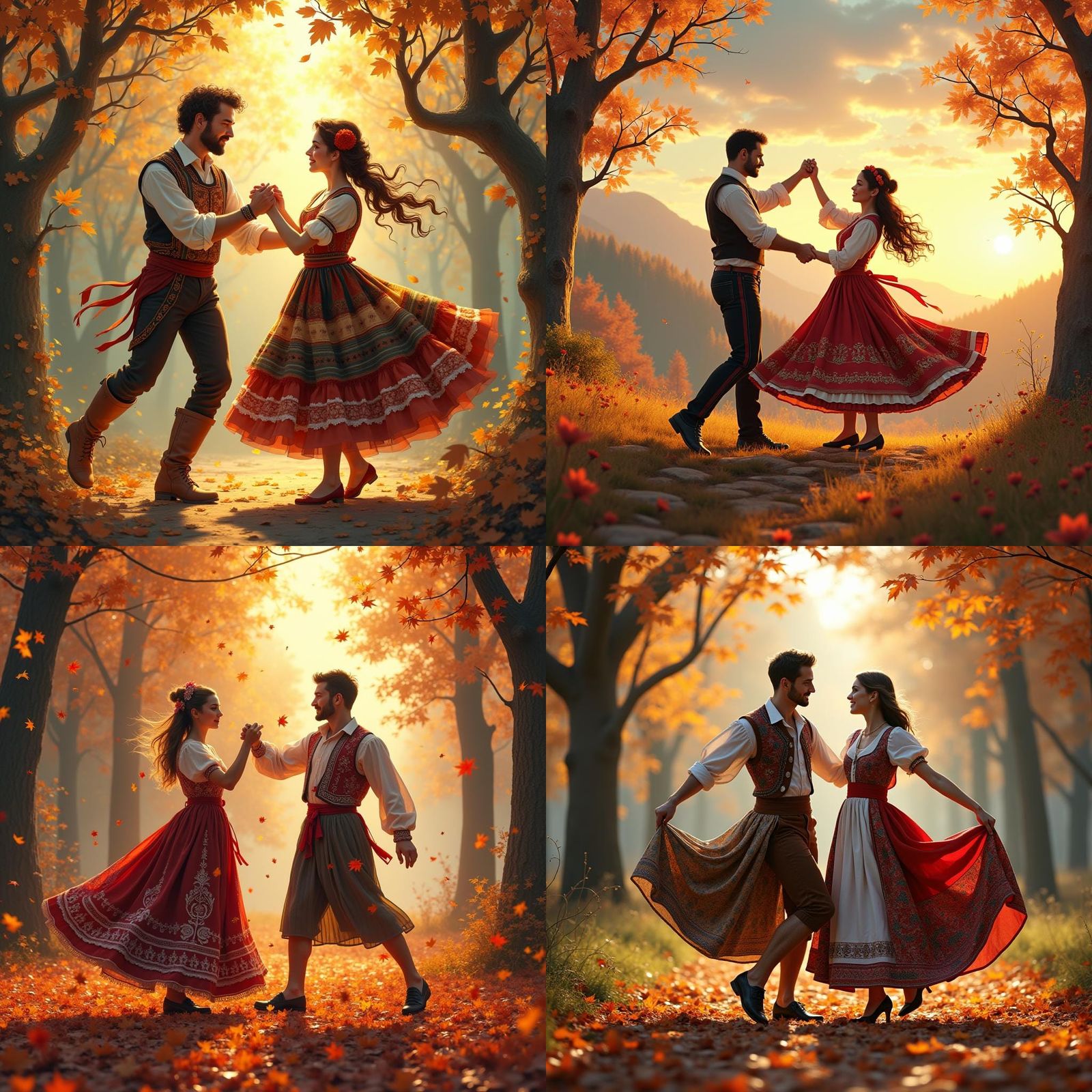 Hungarian Folk Dance in Pixel Art Autumn