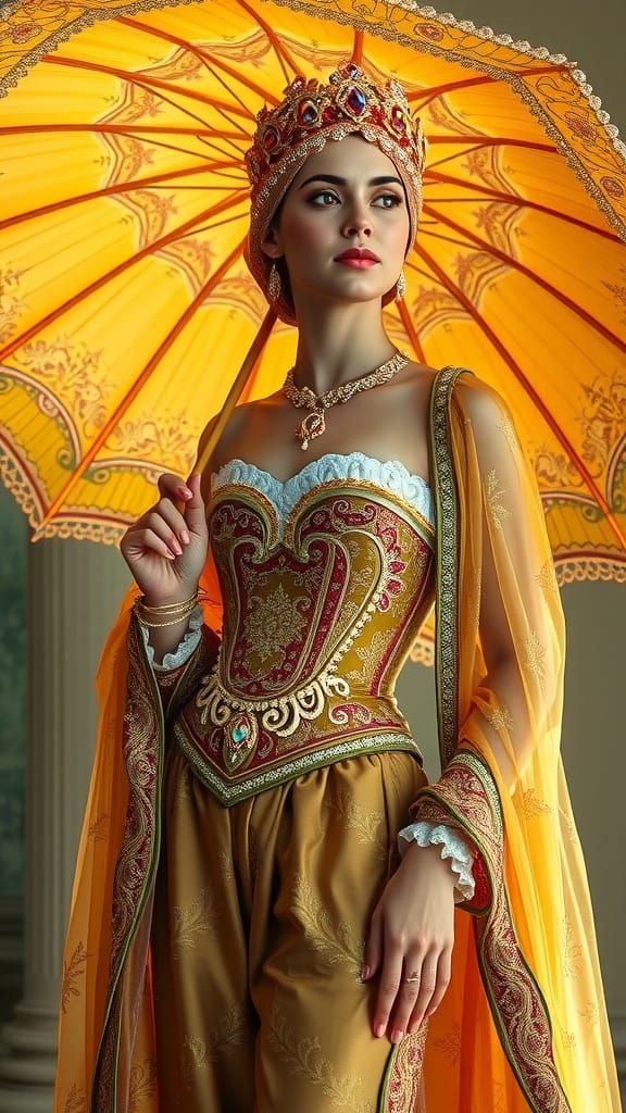 Luxurious Muslim Aristocrat in Marie Antoinette Style