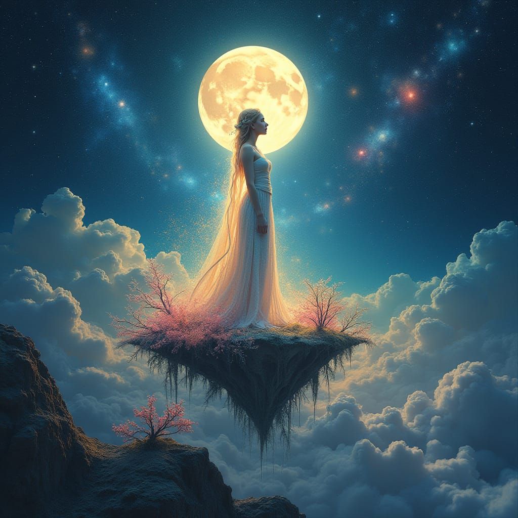 Celestial Goddess in Iridescent Stardust Robes