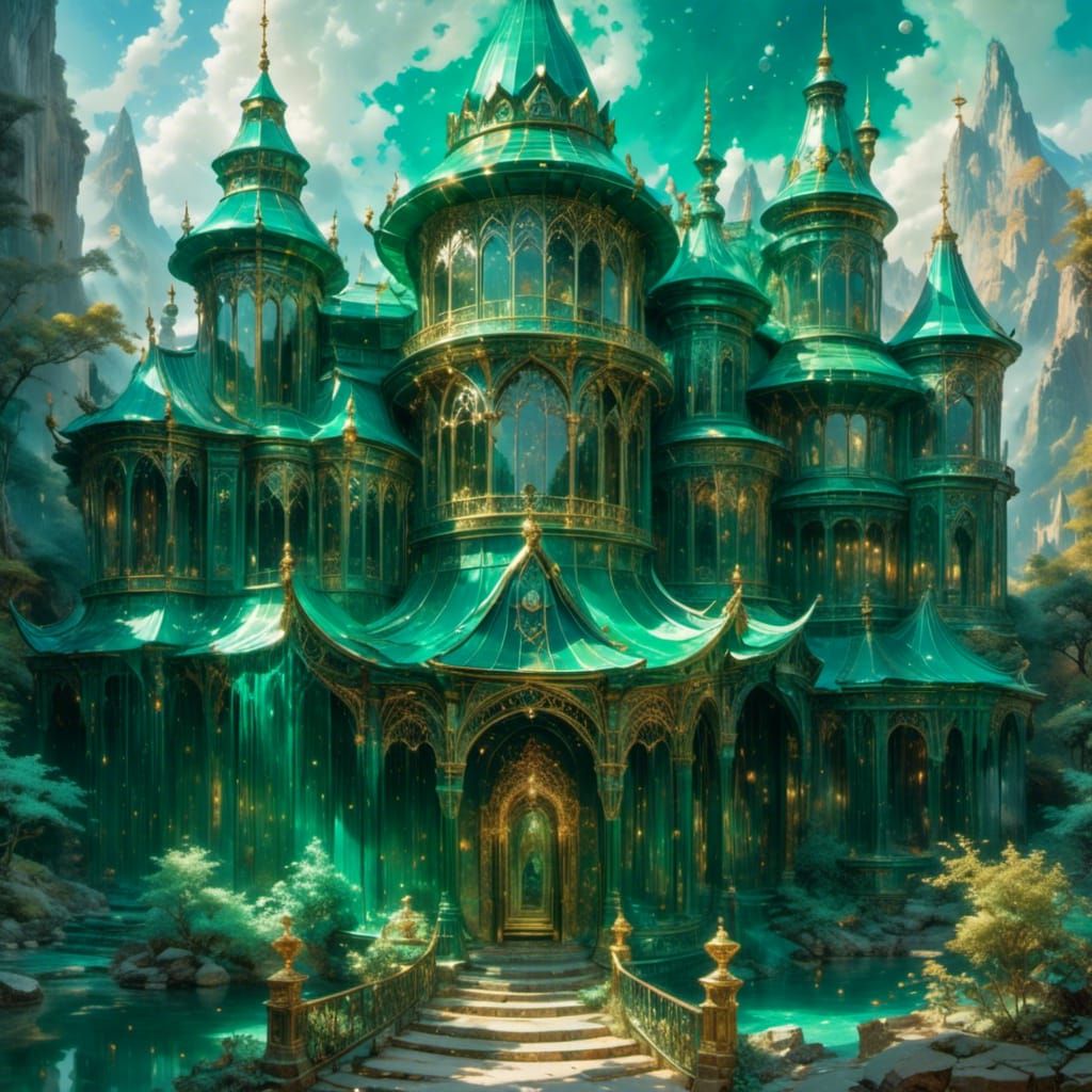 a beautiful emerald palace