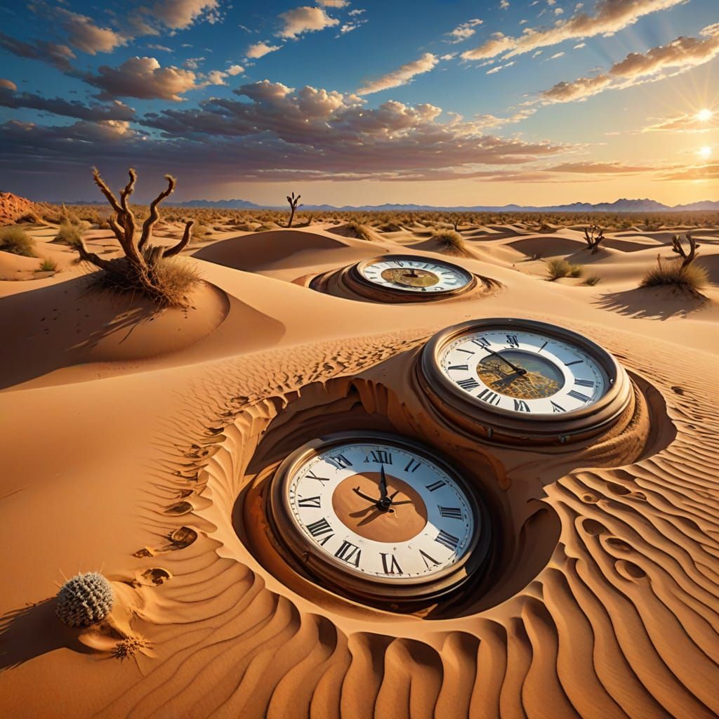 Melting Clocks in Realistic Desert Landscape