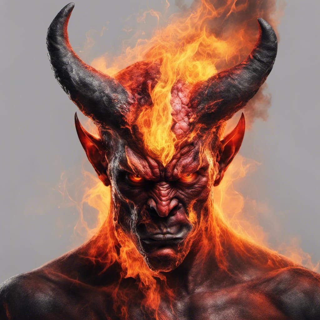 Fiery Devil Portrait in Hyperrealistic Style