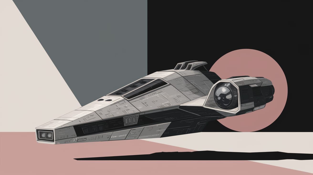 Abstract Starship in Beige and Gray: Minimalist Light