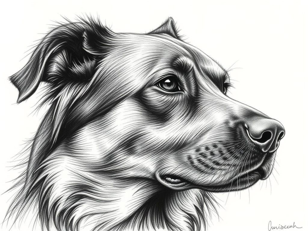 Charcoal Portrait of a Majestic Dog