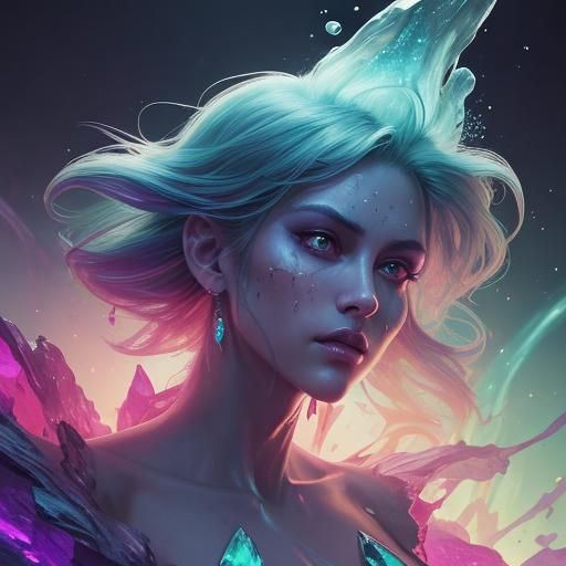 Otherworldly Cut Gems in Hyperrealistic Splash Art