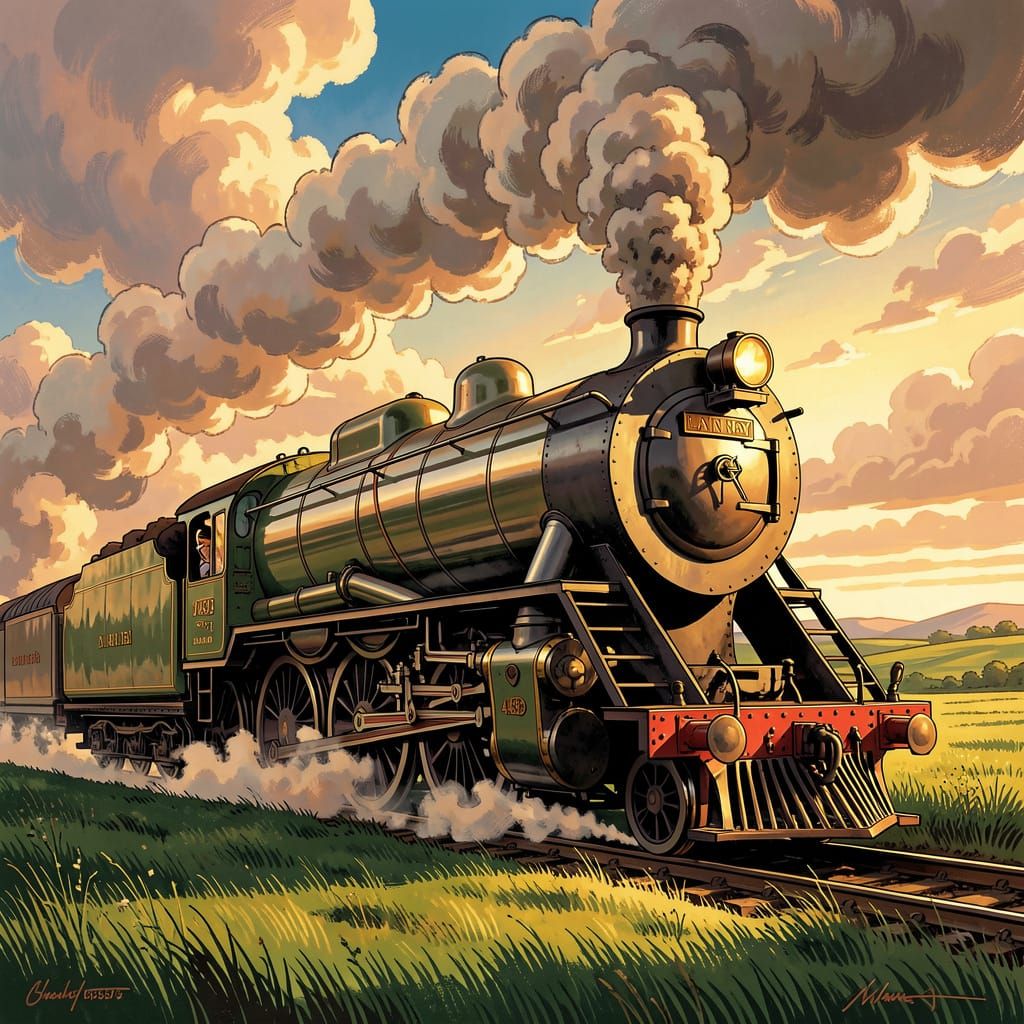 Mallard Steam Locomotive in Epic Landscape Illustration