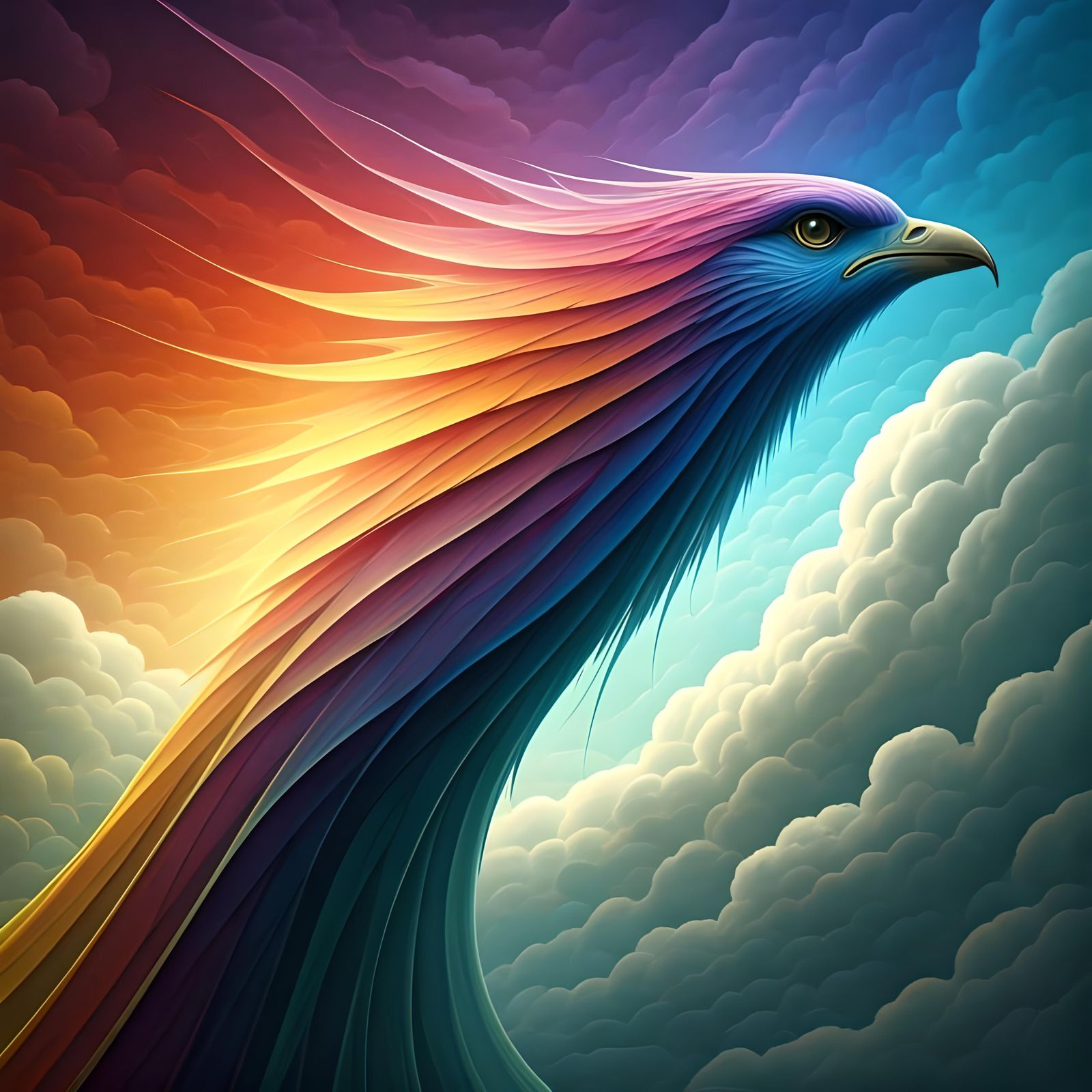 Rainbow Bird Soaring Through the Sky