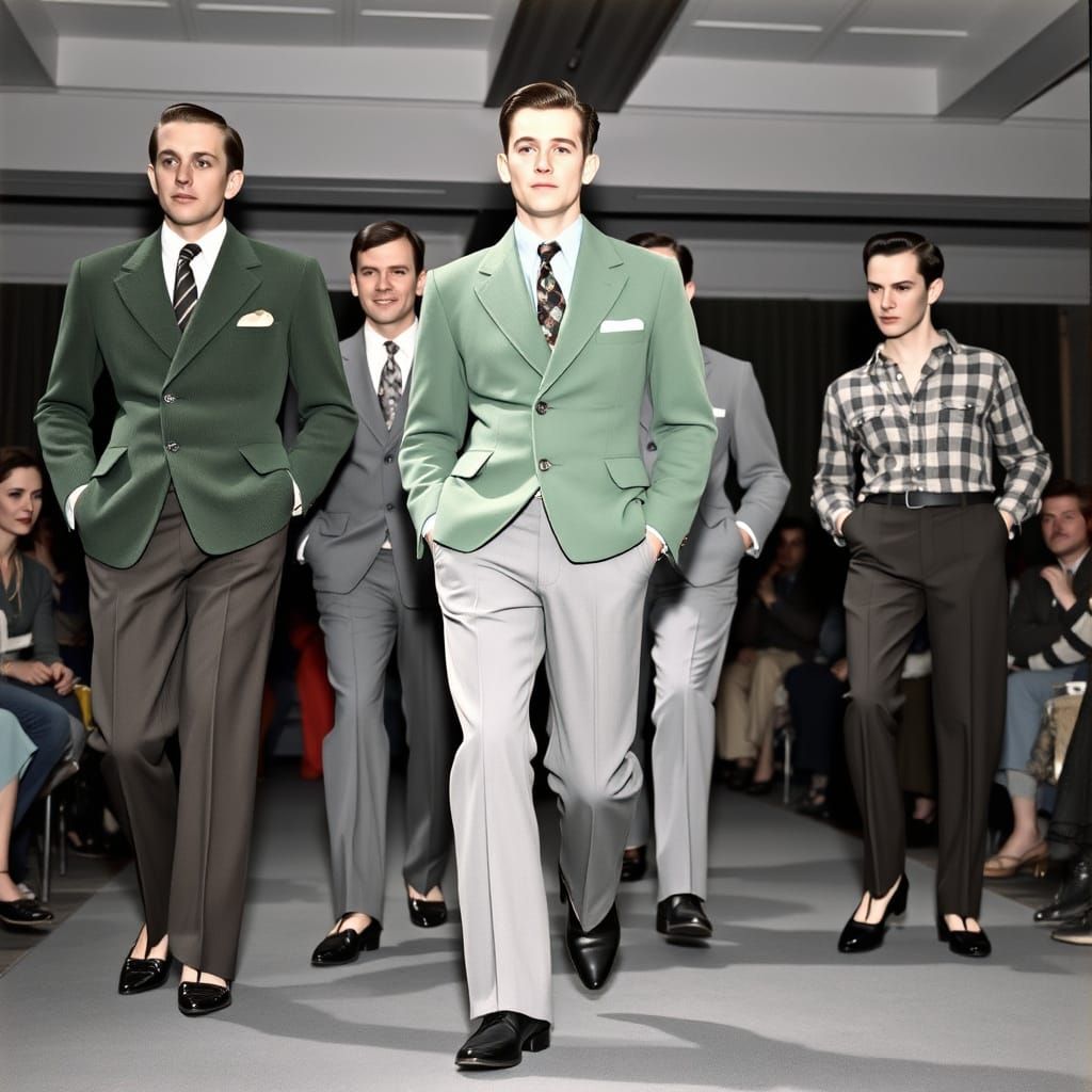 1950s Men's Fashion Show Captured in Professional Photo