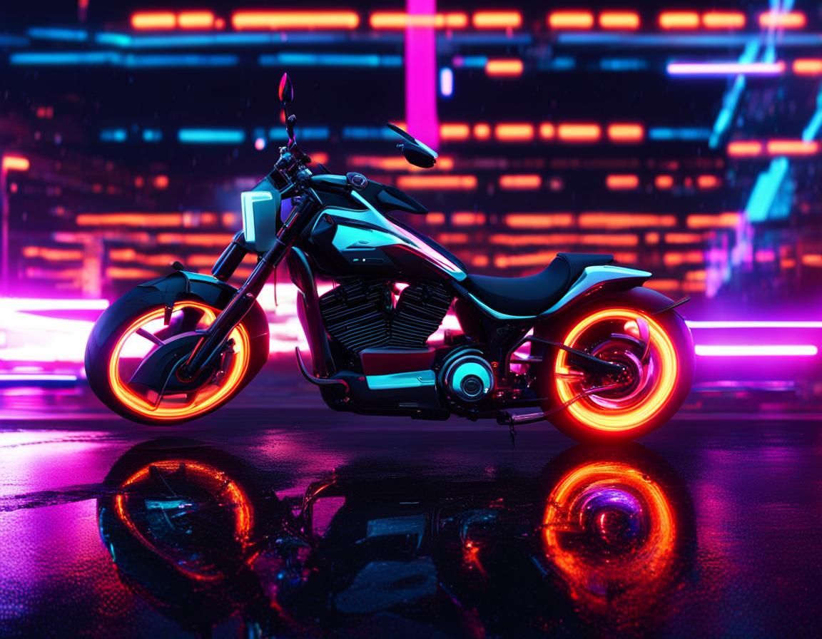 Cyberpunk Motorcycle with Galaxy Paint Job