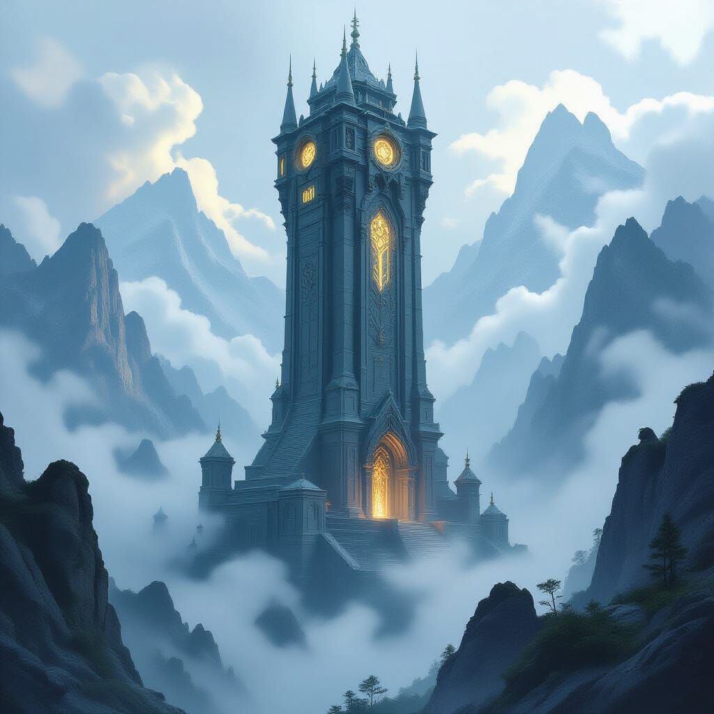 Mystical Mage Tower in Misty Mountains