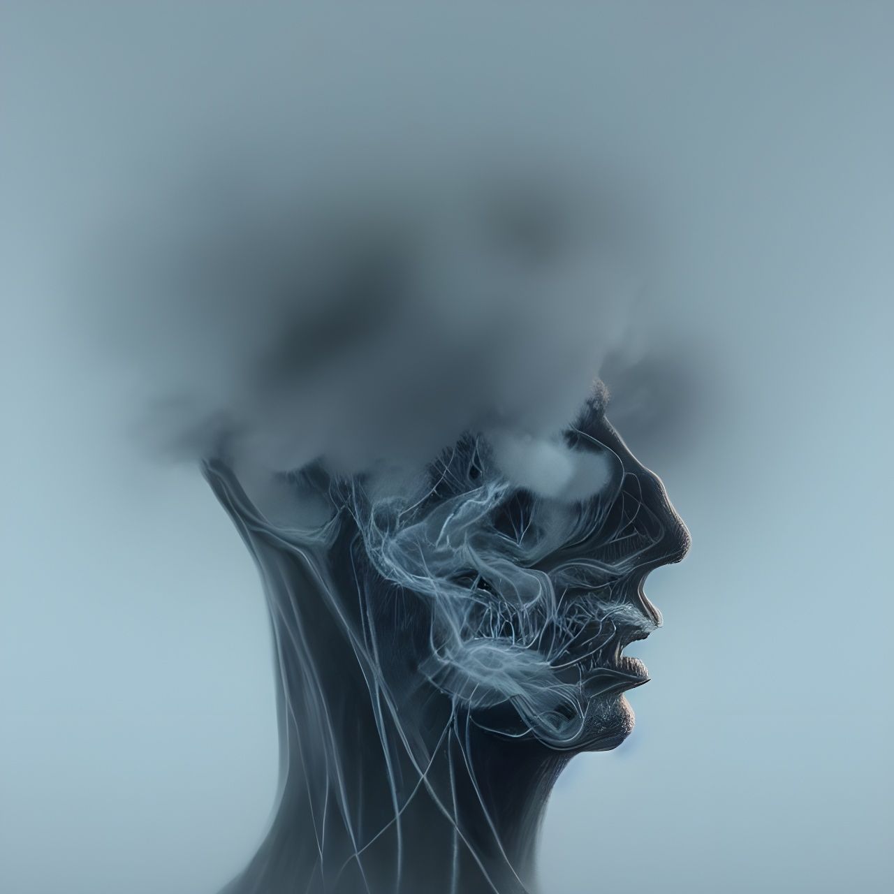 Smokepoint: Advanced Cyborg Head in Sci-Fi Style