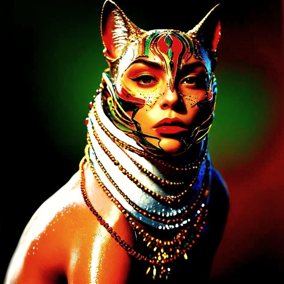 Vibrant Close-Up Portrait with Gold Jewelry