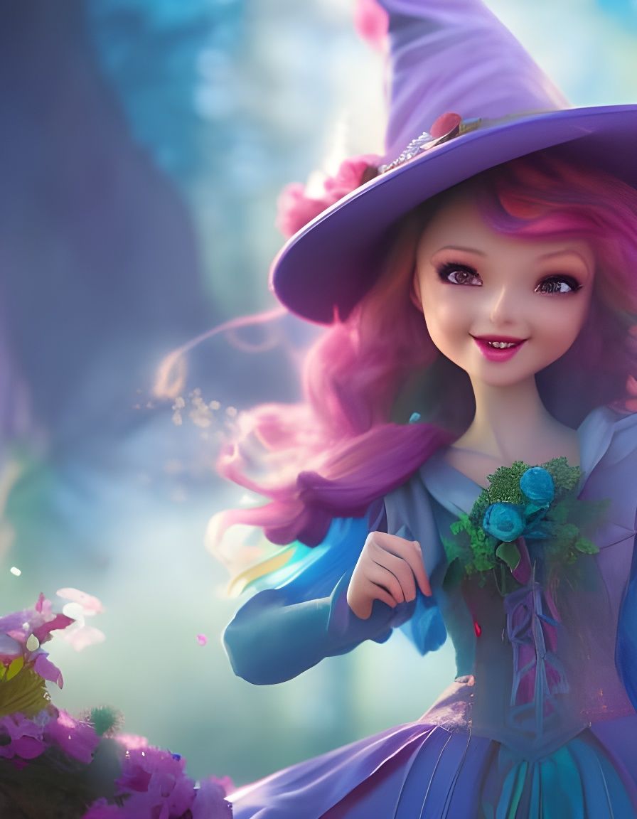 Colorful Witch in Storybook Style Concept Art