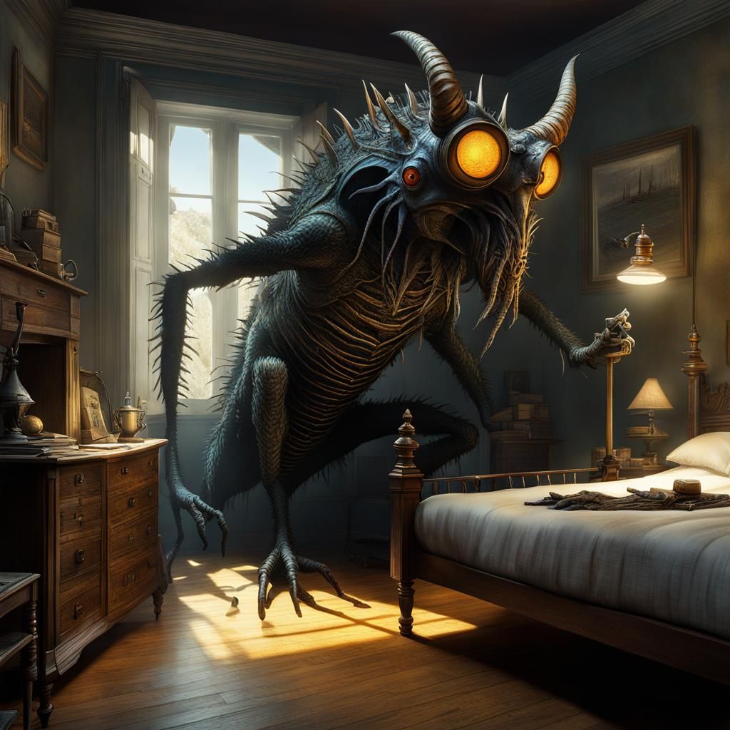 Gregor Samsa's Transformation: Watercolor and Ink Render