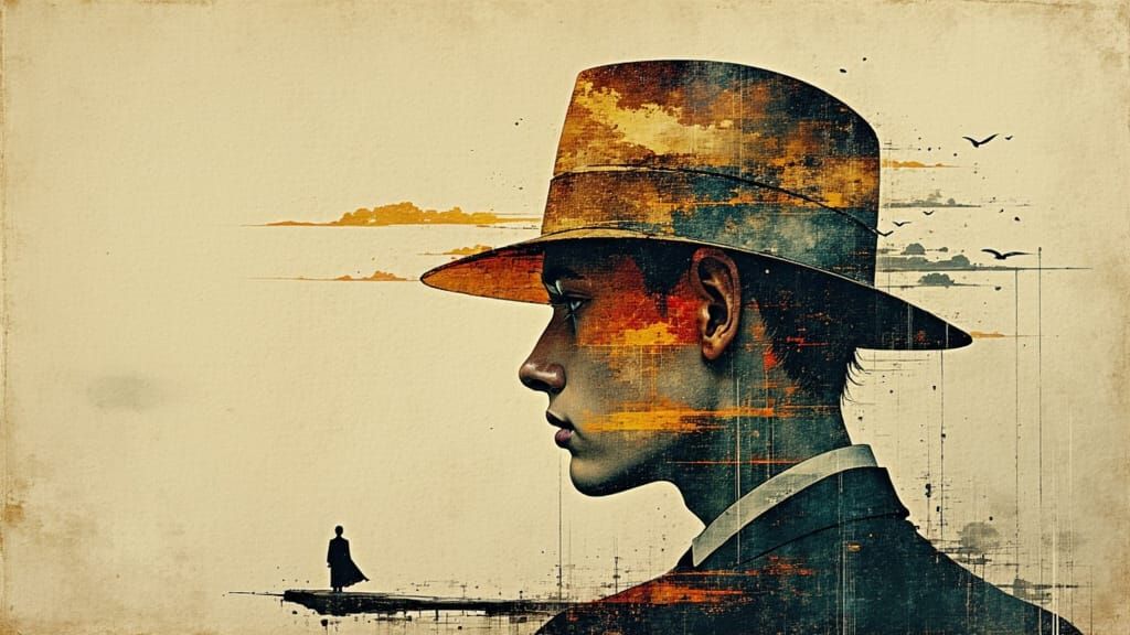 Peace and Love Double Exposure in Surrealist Style