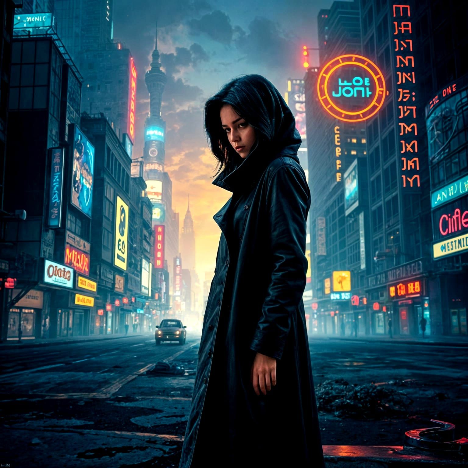 Ethereal Woman in Dystopian Cyberpunk Portrait