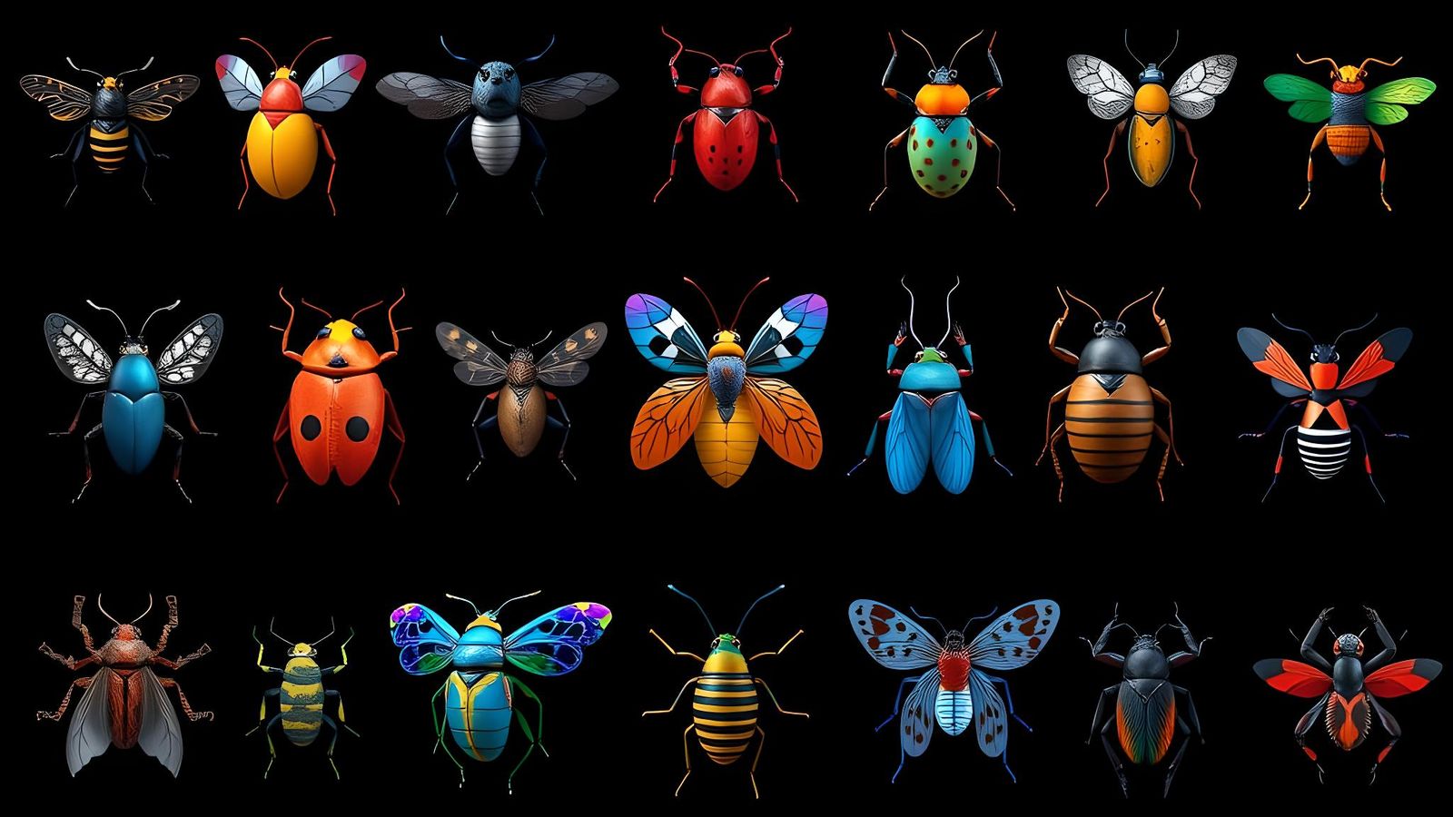 Detailed 3D Render of Insect Icons