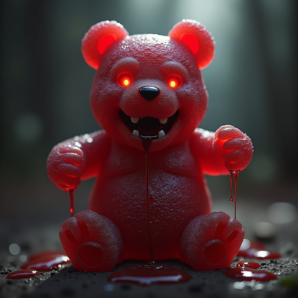 Sinister Gummy Bear with Glowing Eyes