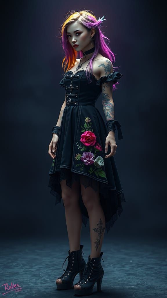 Ethereal Gothic Goddess in Dark Fantasy Attire