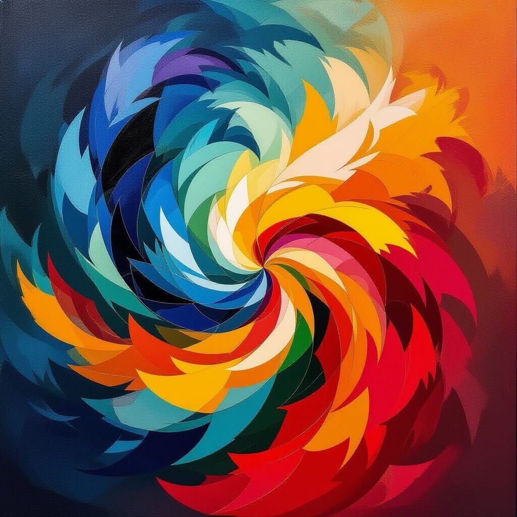 Vibrant Abstract Diversity in Blue, Orange, Green, Red