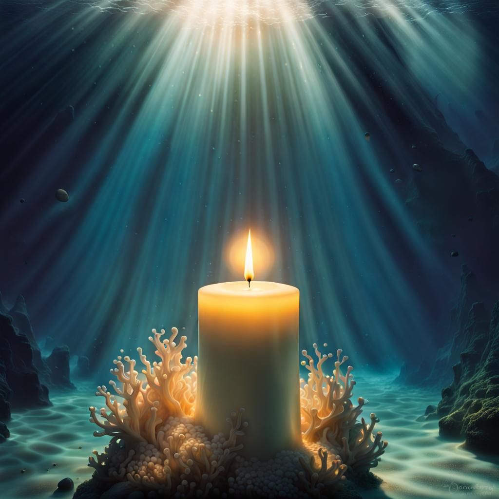 Majestic Underwater Candle in Dreamy Fantasy Style