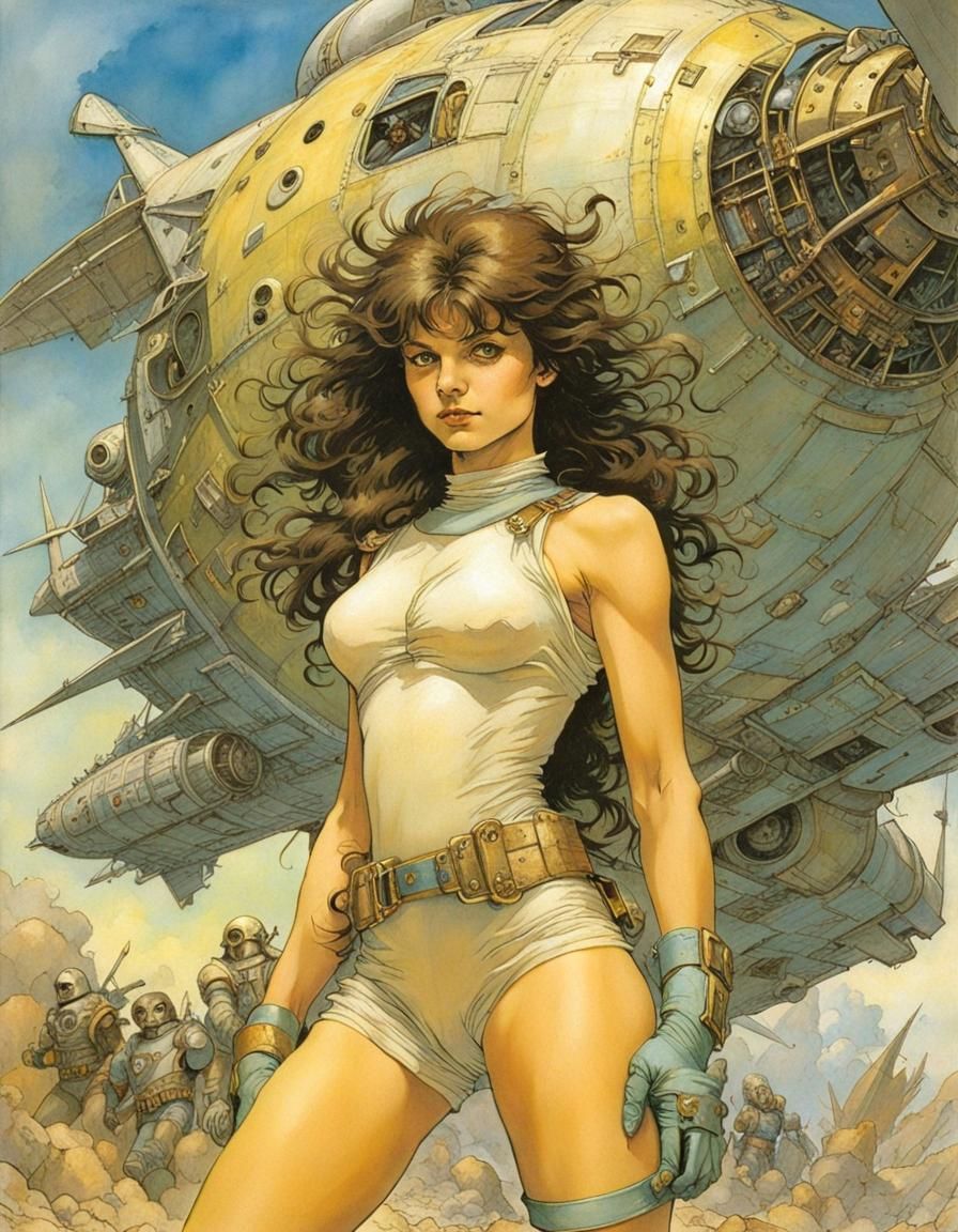 Anthropomorphic Cat-Human Hybrid Near Crashed Starship