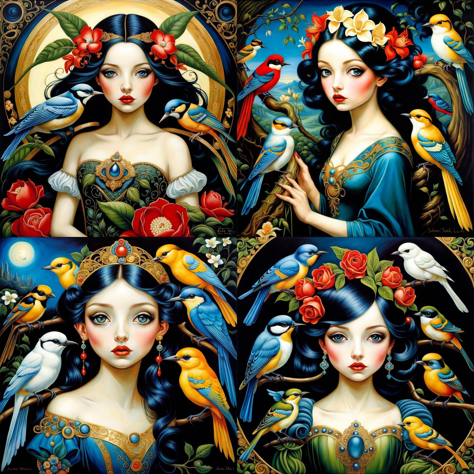 Enchanting Birds in Surreal Whimsical Style