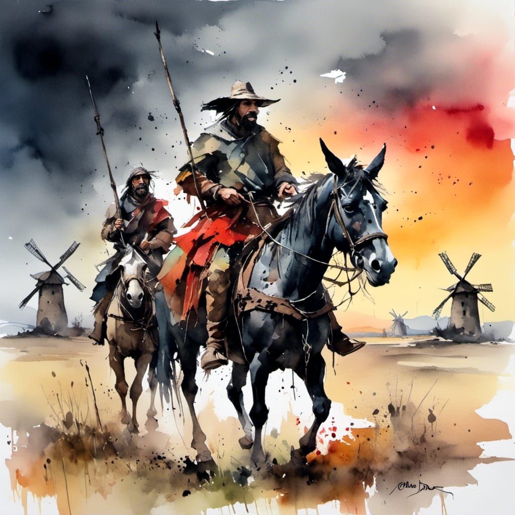 Don Quixote Rides Again as Colorful Digital Art
