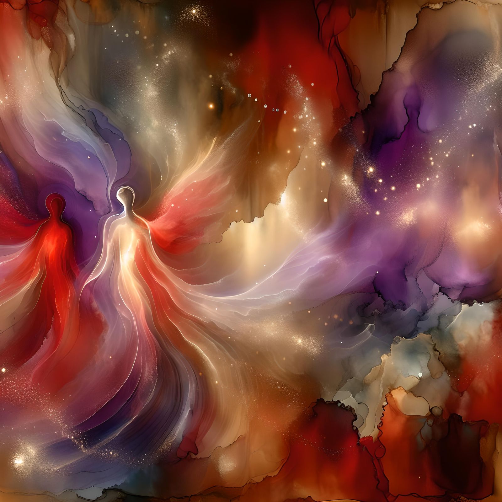 Abstract Art: Ethereal Figures in Fluid Motion