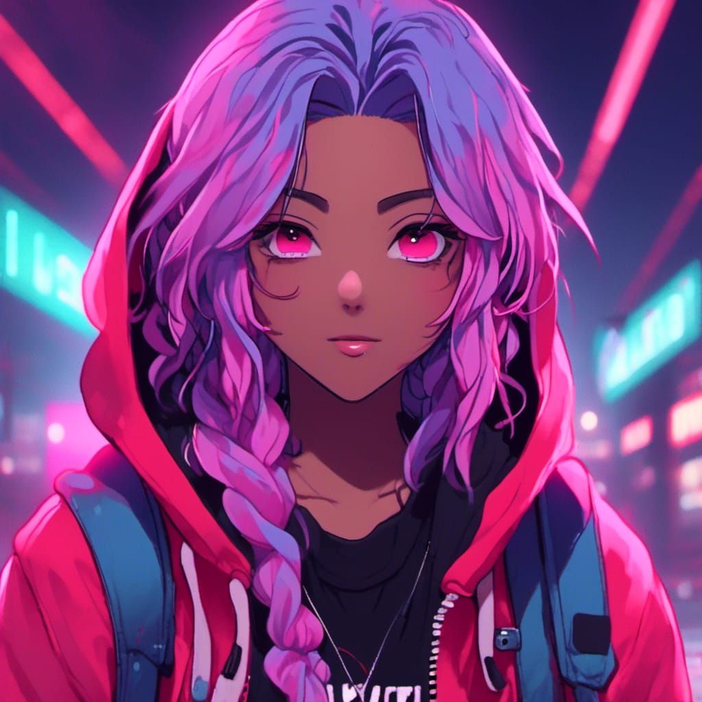 Fashionable Guy with Gradient Hair and Pink Eyes