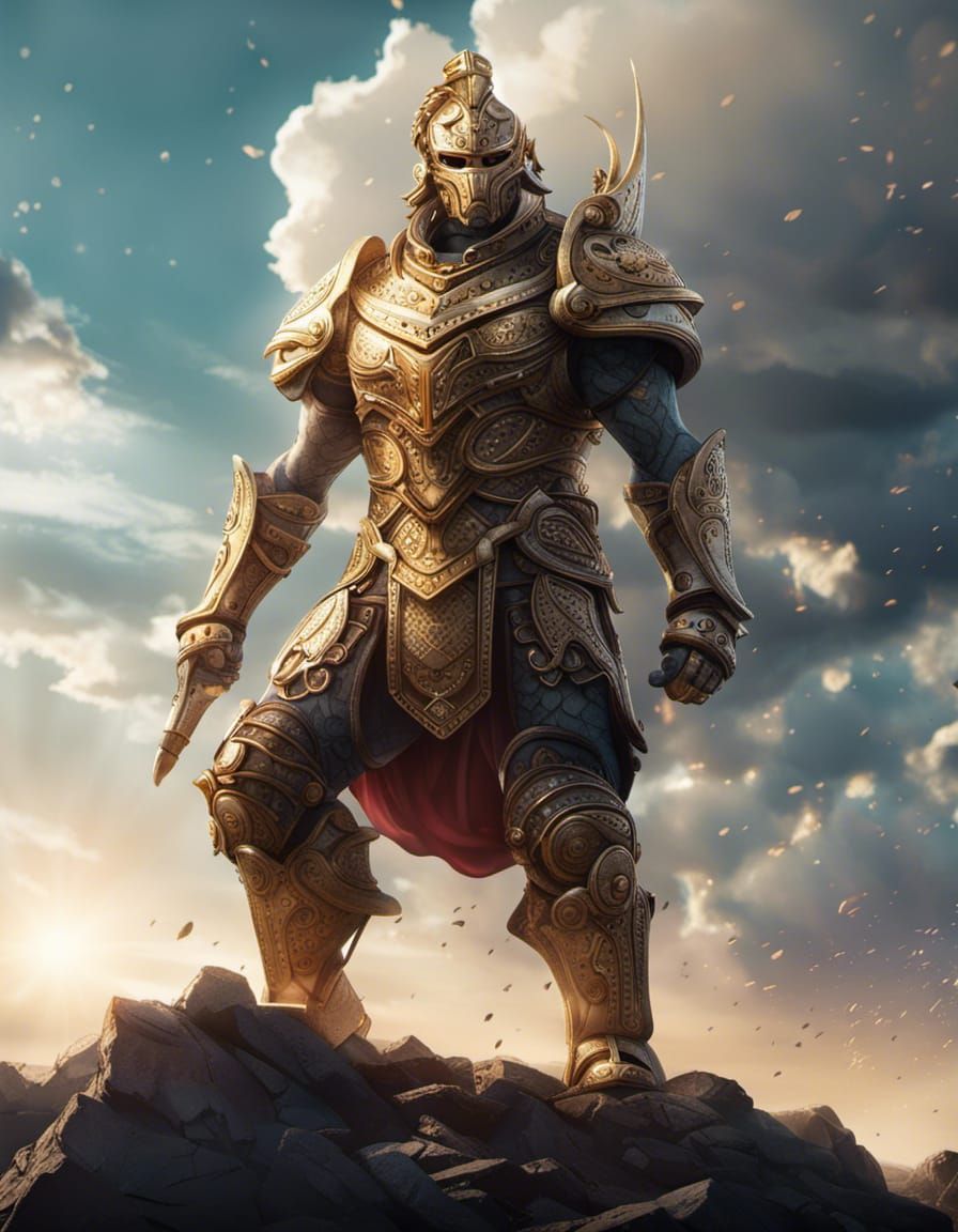 Lion Warrior in Hoplite Armor, Anime Style