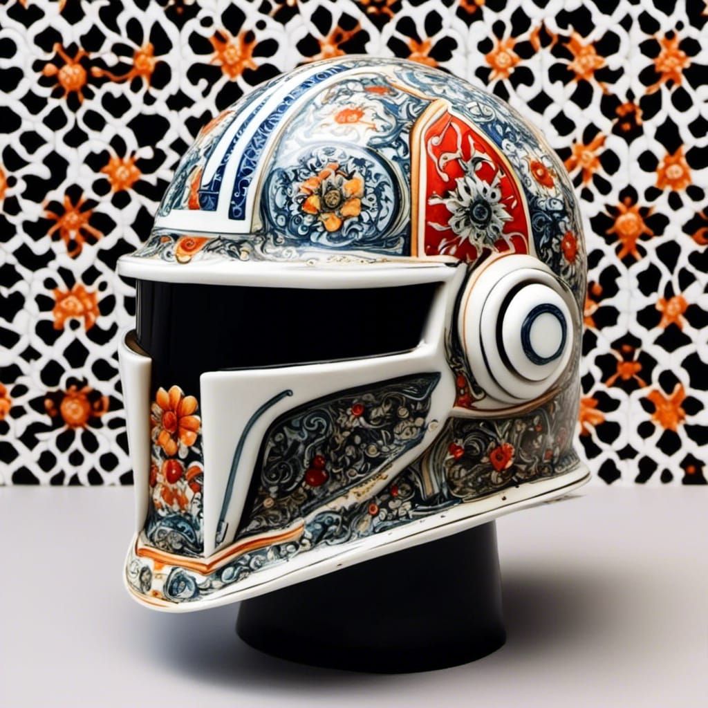 The helmet of daft punk of made portuguese traditional tile