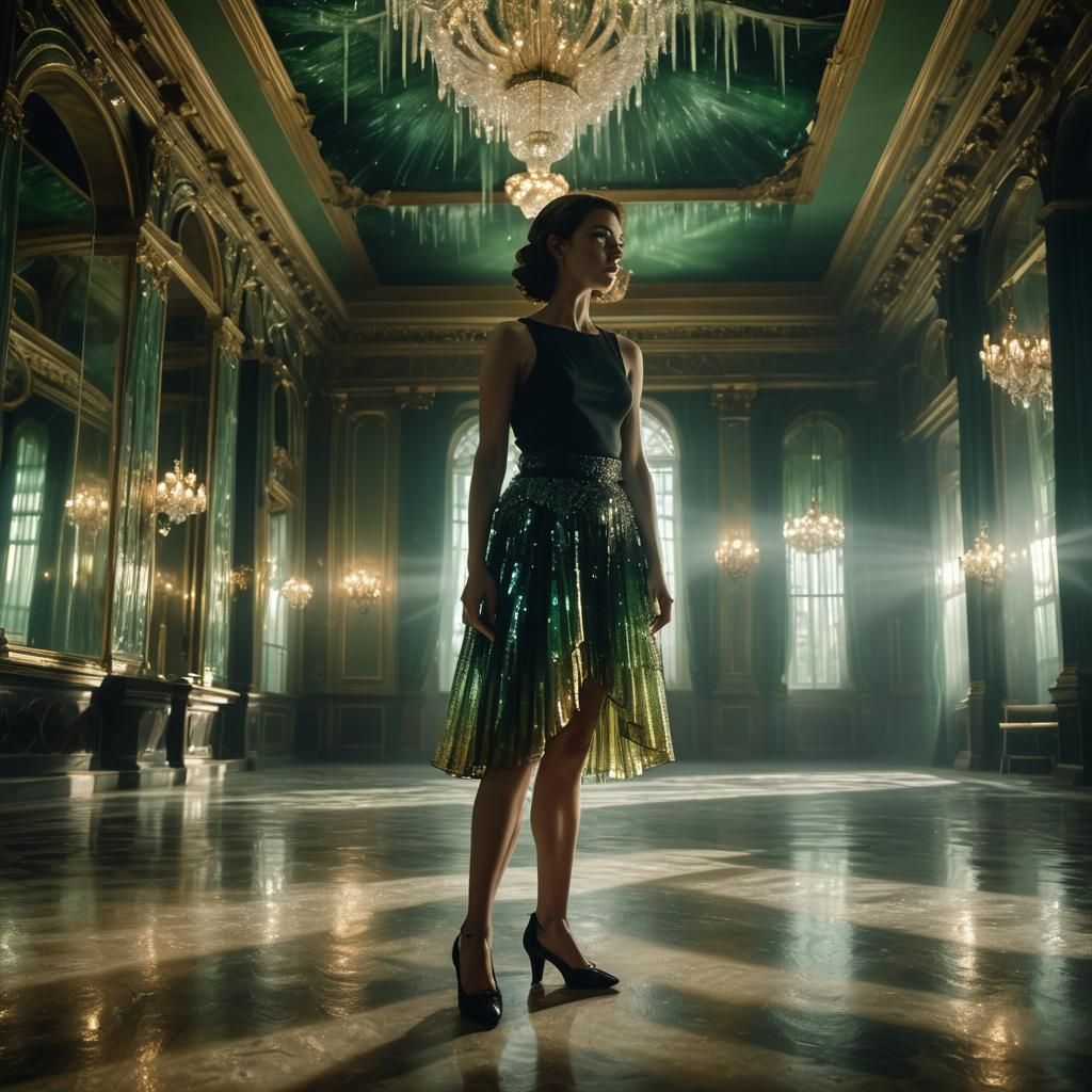 Woman in Crystal Stalactite Skirt: Film Noir Style