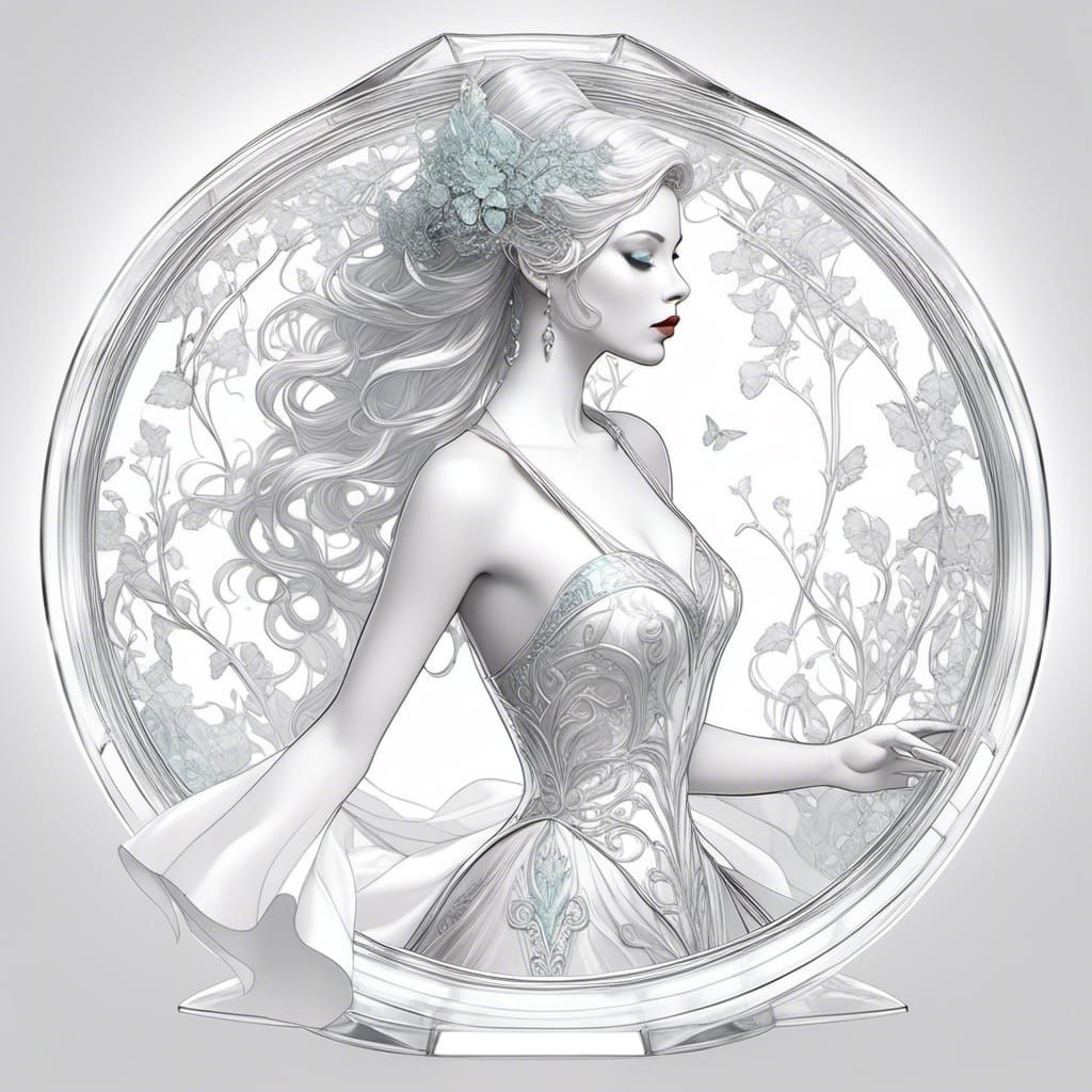 Princess in Glass Box: Ethereal Fantasy Illustration