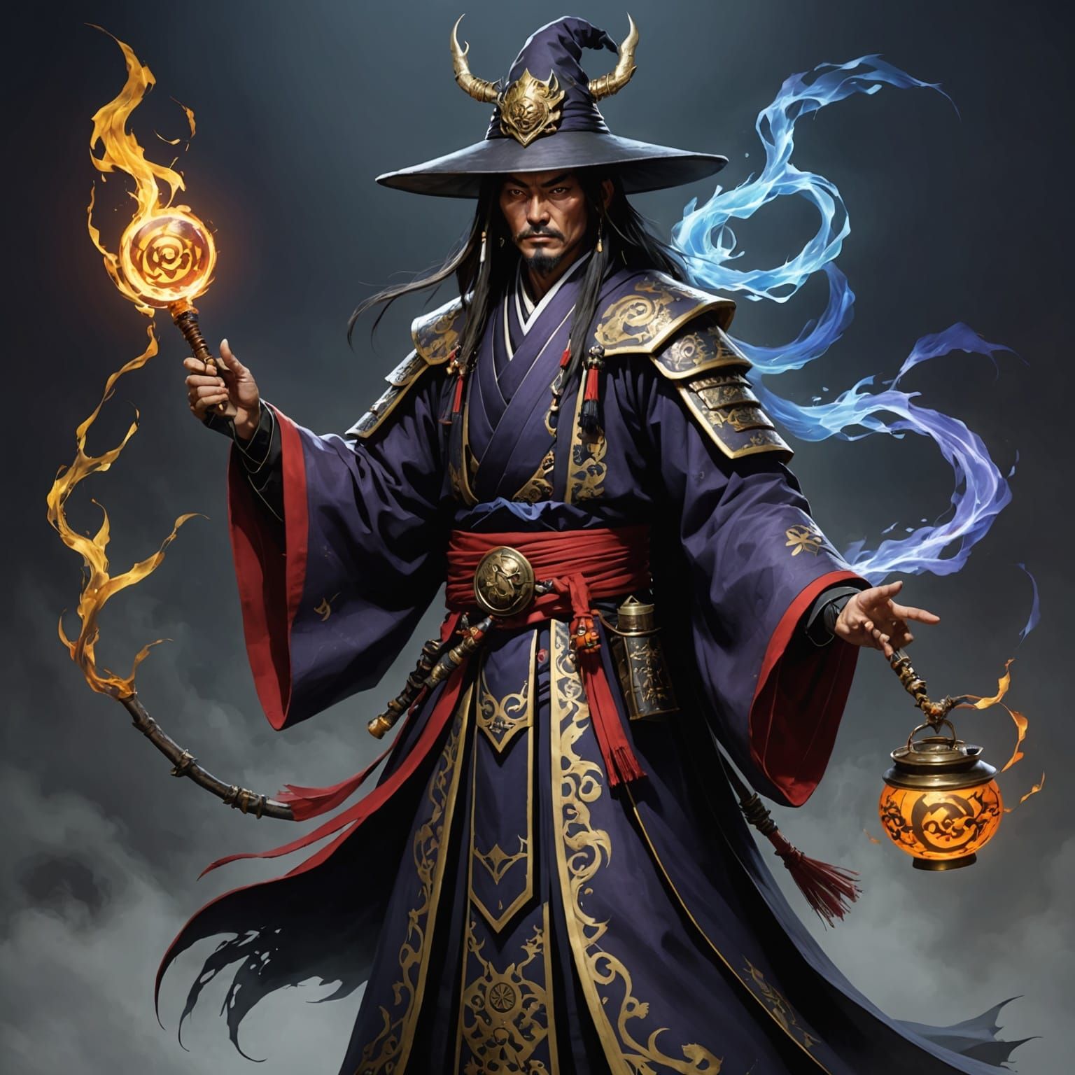 Eastern Mystic Warlock in Traditional Robes