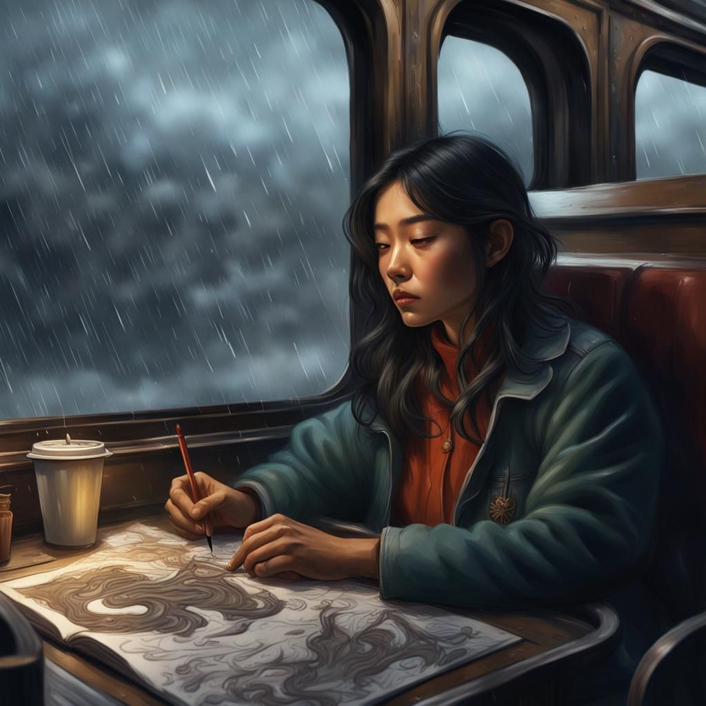 1970s Commuter's Night Journey: Detailed Matte Painting