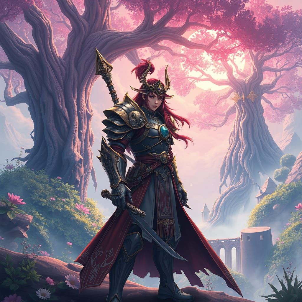Ethereal Warrior in Dreamlike Realm