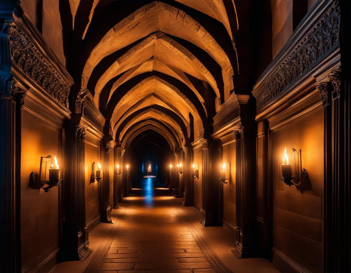 Torchlit hallway