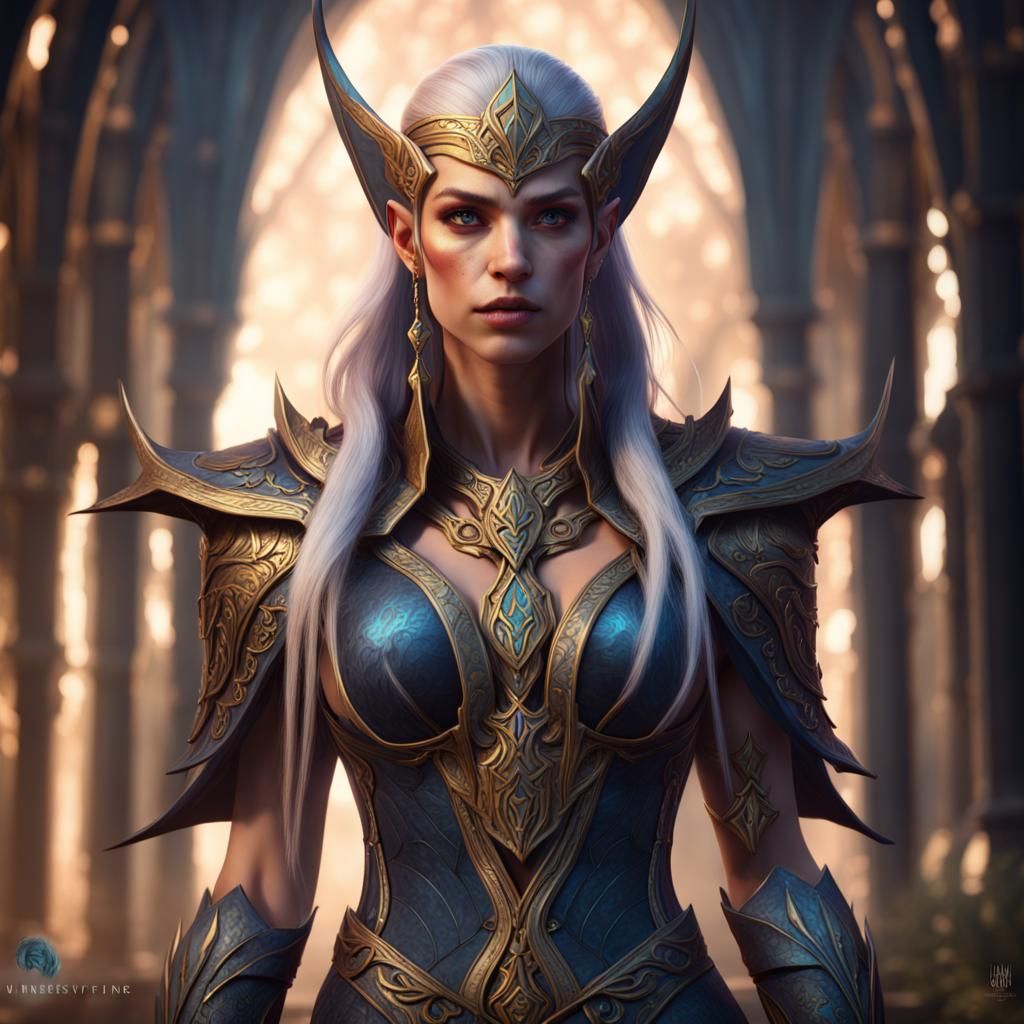 High Elf Priestess Detailed Matte Painting