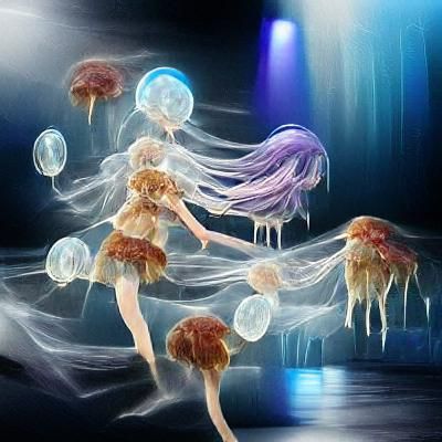 Ethereal Jellyfish Dance: Anime Style Artwork
