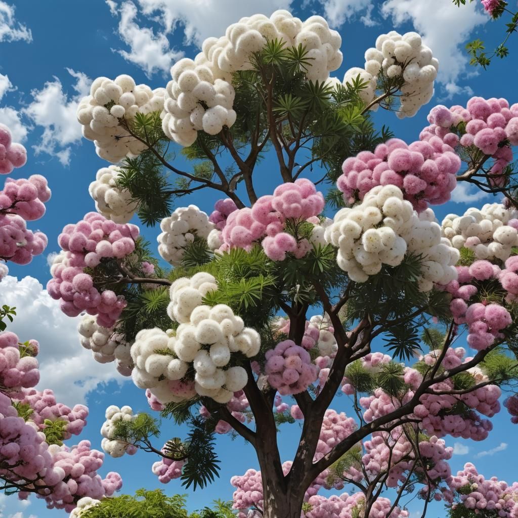 Profusion of Magenta Blooms on Silk Tree