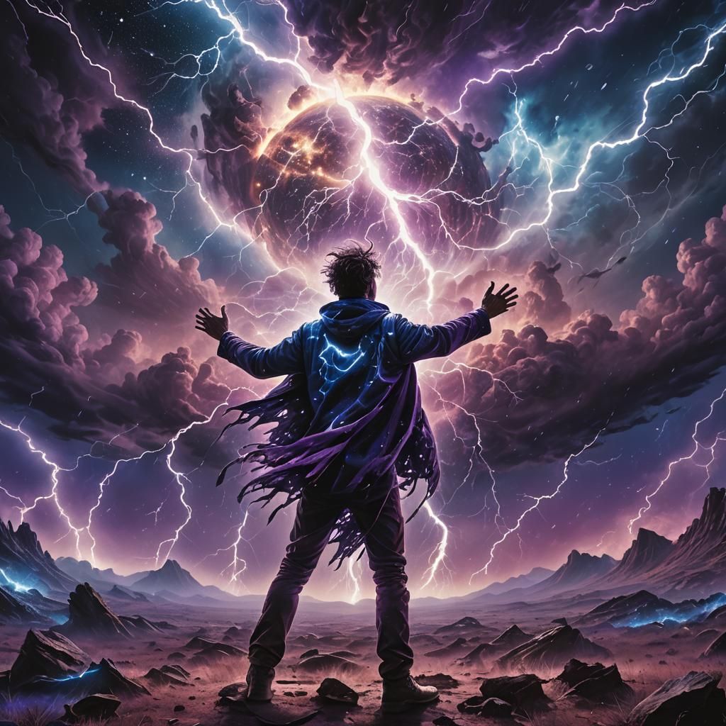 Cosmic Lightning Storm on Alien Planet