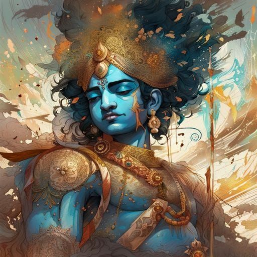 Warrior Lord Krishna AI Image