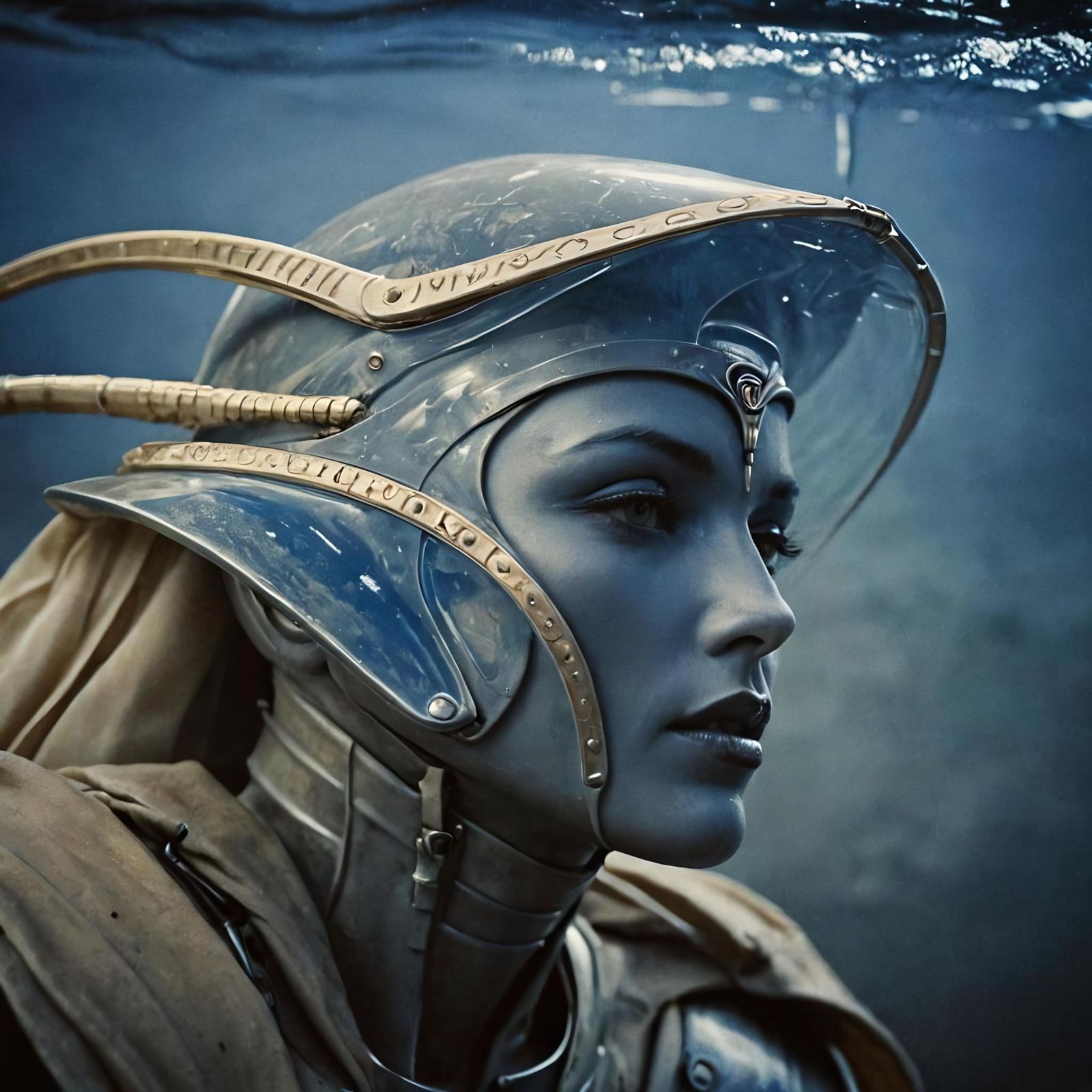 Surreal Starbuck Cylon: Photorealistic Deep Blue Beauty